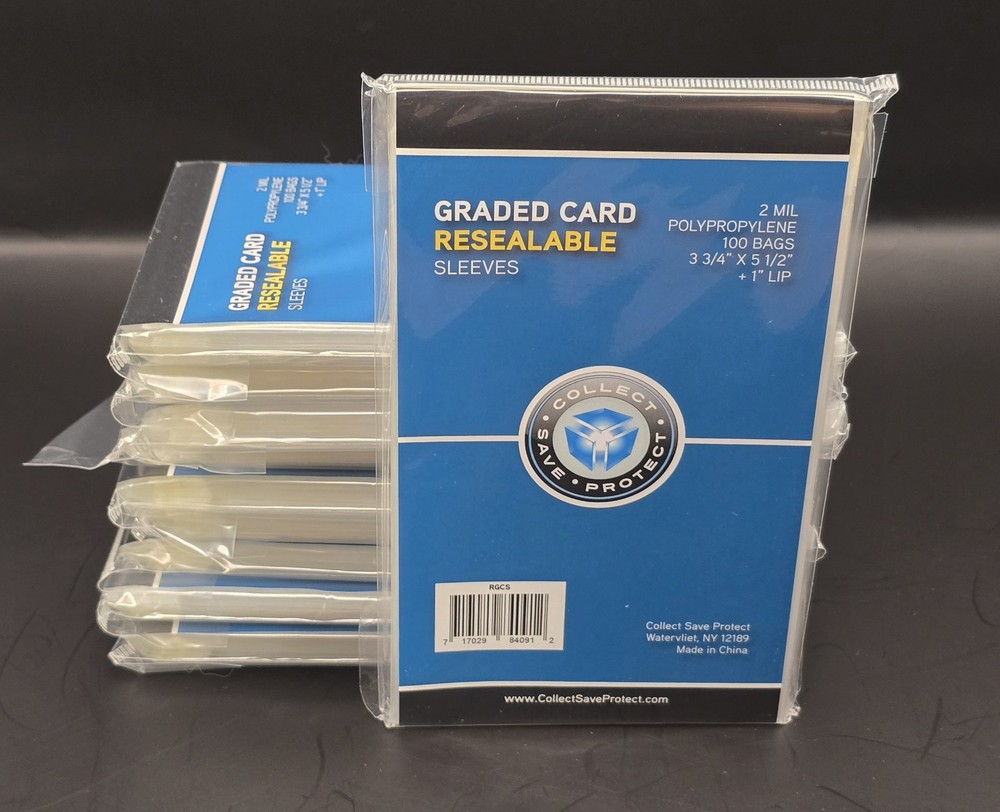 10 Packs (1000x) CSP Resealable Graded Card Sleeves 3 3/4″ x 5 1/2″ (2 Mil)