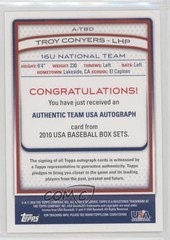 2010 Topps USA Baseball Team Red Ink 12/99 Troy Conyers #A-TBD Auto 3z8