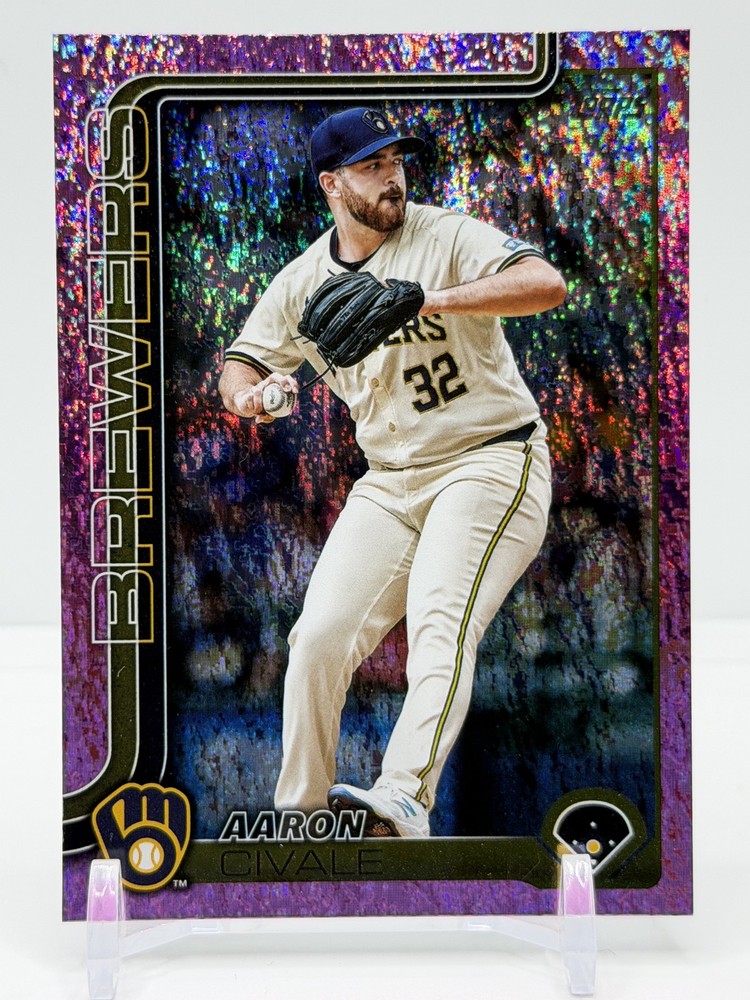 2025 Topps Aaron Civale Pink Holo Foil #648 Milwaukee Brewers