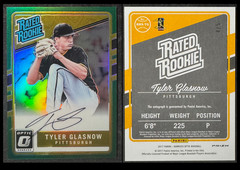2017 Panini Donruss Optic Tyler Glasnow Rated Rookie On Card Auto Green /5 RC