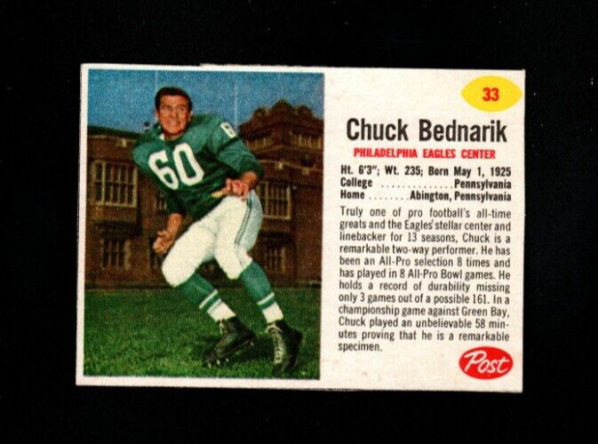 3286* 1962 Post # 33 Chuck Bednarik NM