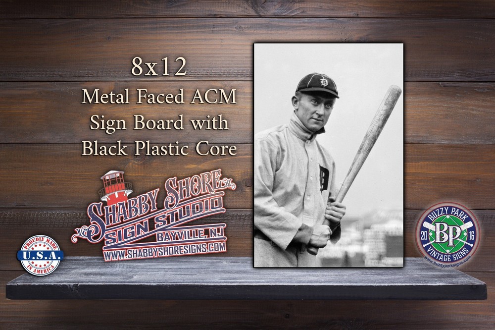 Ty Cobb B&W Photo Sturdy Metal Indoor/Outdoor Sign 8×12