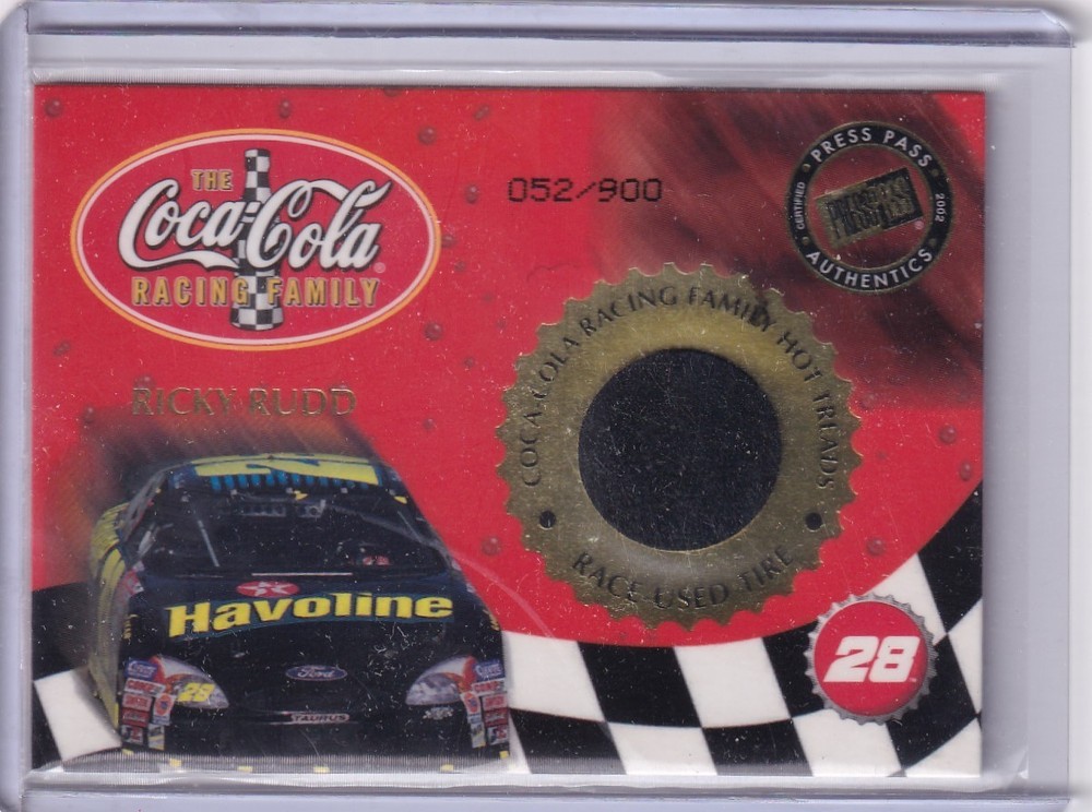 WARD BURTON 900 RACE USED TIRE PATCH 2001 PRESS PASS VIP COCA COLA RACING FAMILY