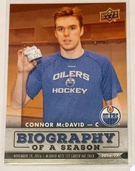 2015-16 UPPER DECK BIOGRAPHY OF A SEASON MCDAVID GRETZKY U PICK OILERS SINGLES