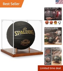 Basketball Display Case – 10″ Acrylic Box with Elegant Wooden Base