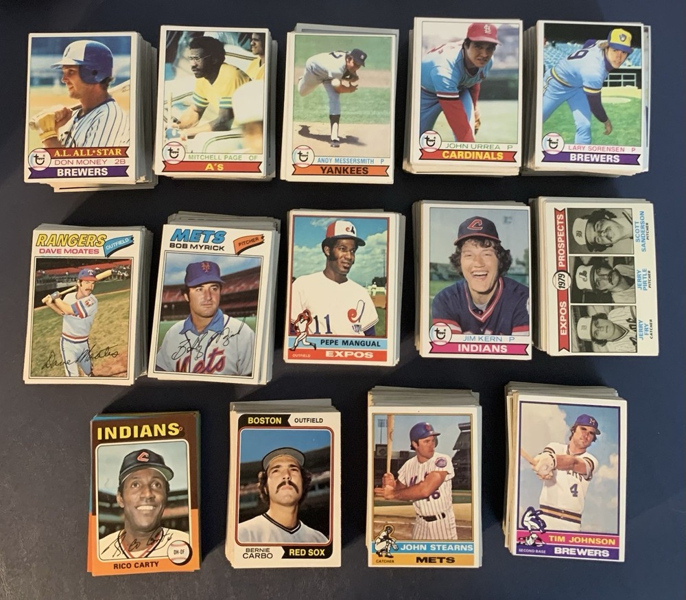 Huge (1100) 1974,1975, 1976, 1977, 1979 Topps Vintage Baseball Lot ~EX Condition