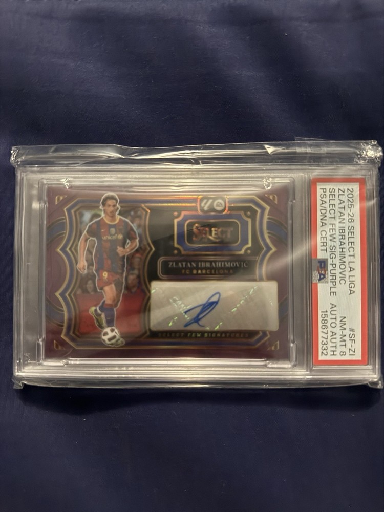 Panini 2025-26 Select La Liga Zlatan Ibrahimovic SF-ZI Purple Auto /49 PSA 8