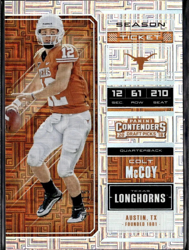 Colt McCoy 2018 Contenders Squares SSP SHORTPRINT 9/15 Texas Longhorns