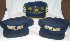 3 VINTAGE SNAP BACK ADJUSTABLE NOTRE DAME HATS – 2 ARE NWOT – SEE ALL DETAIL