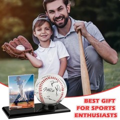 Acrylic Baseball Display Case, Dustproof Clear Base free size, Black+clear