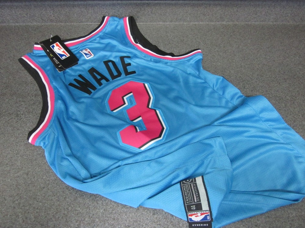 Dwayne Wade Miami Heat City Vice edition Jersey Size 44 #3 NBA swingman NWT BLUE