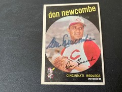 1959 TOPPS #312 DON NEWCOMBE AUTHENTIC AUTOGRAPH