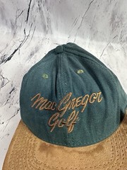 MacGregor Golf Suede Brim Strapback Hat Cap Green Tan Made in USA Vintage