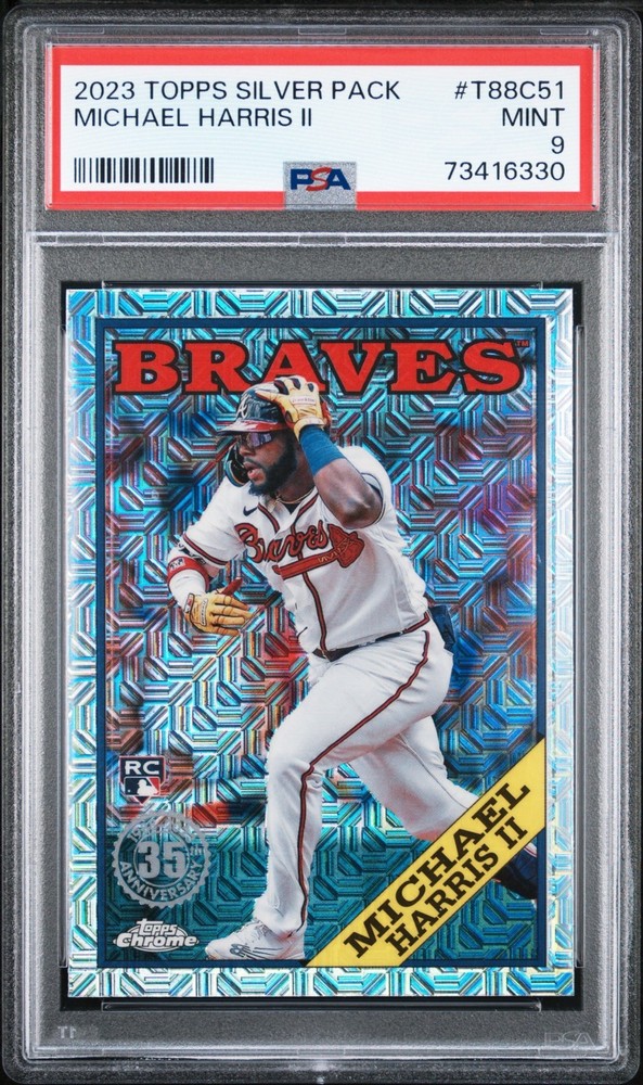 2023 Topps Chrome Michael Harris II Silver Pack Mojo Refractor PSA 9