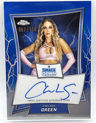 CHELSEA GREEN – 2025 WWE TOPPS CHROME BLUE REFRACTOR ON CARD AUTOGRAPH #067/150