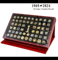 56 BASKETBALL RING CHAMPIONSHIP SIZE 11 HANDMADE MENS RINGS SET+TROPHY&WOOD BOX
