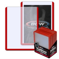 50 BCW Topload Baseball Trading Card Holders RED Border hard rigid top loaders