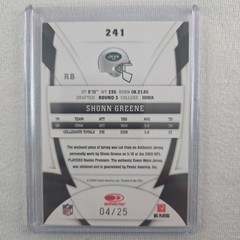 Shonn Greene 2009 Donruss Certified Freshman Fabric Mirror Gold /25 #241 RC