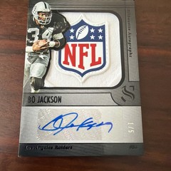 BO JACKSON 2025 PANINI SILHOUETTE BLACK NFL SHIELD JERSEY PATCH AUTO SP 1/5