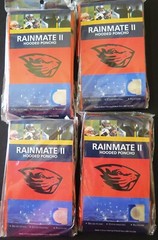 LOT OF FOUR (4) OREGON STATE BEAVERS, ADULT SIZE, POLYETHYLENE HOODED PONCHOS