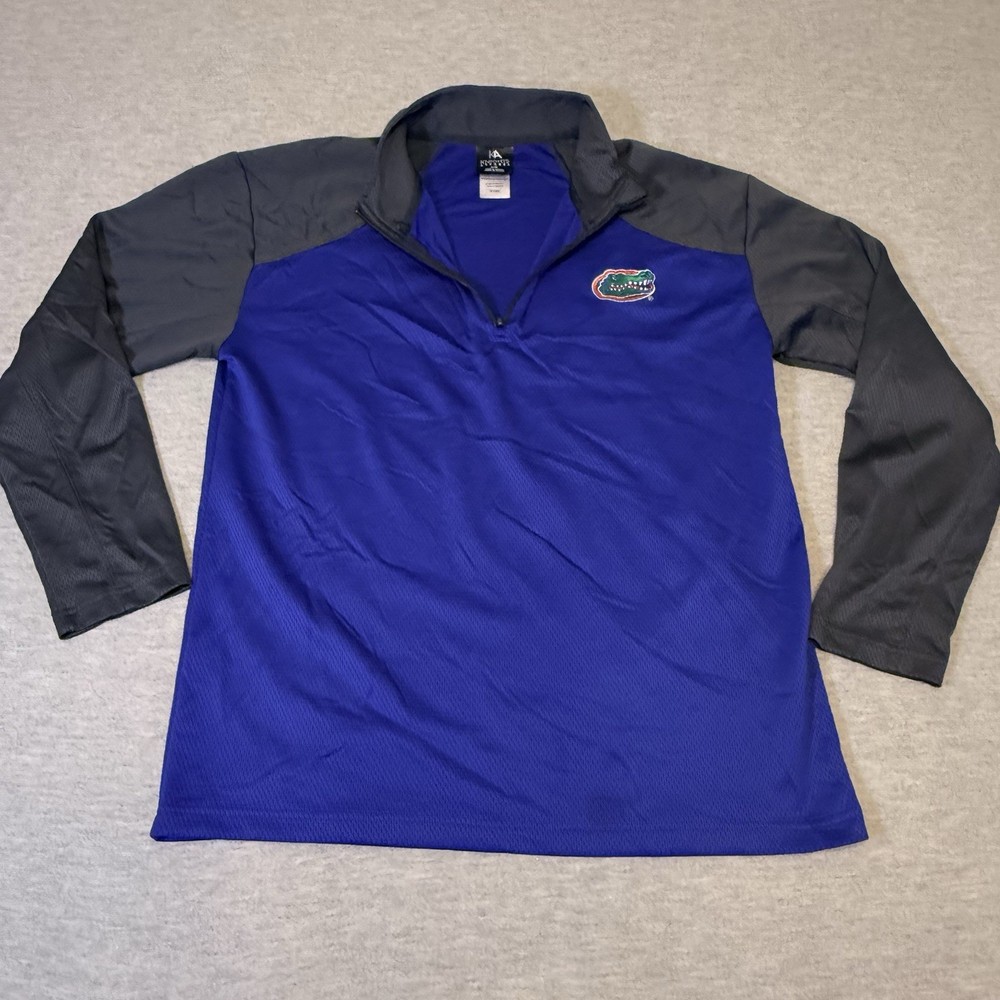 Knights Apparel Florida Gators Pullover Mens Large Blue Gray 1/4 Zip Mesh Shirt