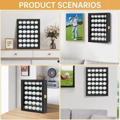 Solid Wood Golf Ball Display Case Holder Wall Mount Acrylic Door 30 Balls