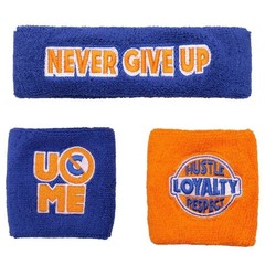 John Cena Blue Orange Never Give Up Headband Wristband Set