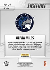 2026 Panini Instant WNBA Olivia Miles ROOKIE CARD SP Minnesota Lynx #24 RC 🔥