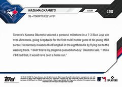 Kazuma Okamoto – 2026 Topps NOW® #150 ✨️Multi HR Game✨️ – Blue Jays (RC) Presale
