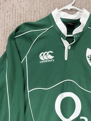 Ireland Rugby Jersey Shirt Mens Large Green O2 Canterbury Long Sleeve 2000s
