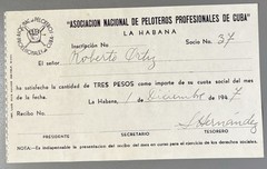 1947 Negro League Sal Hernandez Signed Cuban Roberto Ortiz Dues Mexico HOF MLB