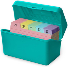 3X5 Index Card Holder Box with 100 Cards Dividers Tabs 3×5 Teal Storage Case Set