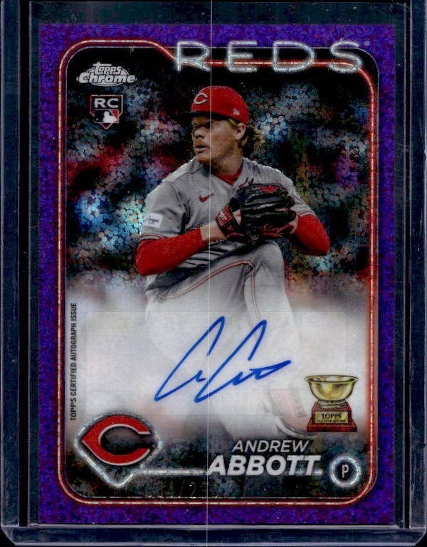 2024 Topps Chrome Andrew Abbott #AC-AA Purple Speckle Rookie Auto /299