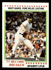 1978 Topps #2 Sparky Lyle RB Near Mint Yankees RB