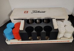 Vintage Titleist Acushnet Advertising 200 Poker Chips 2 Decks Cards W/ Caddy