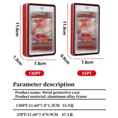 Magnetic Metal Card Slabs Case Protector For 35/130PT Shockproof Aluminum Bumper