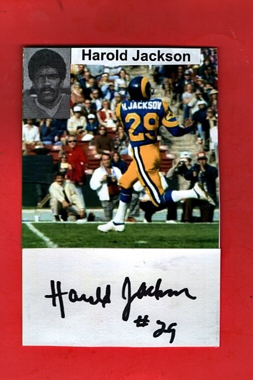 HAROLD JACKSON-L.A. RAMS 4×6 AUTOGRAPHED CUT W/COLOR GLOSSY PHOT0