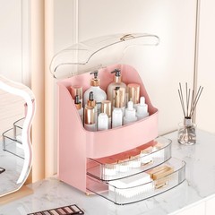 Makeup Organizer Countertop Vanity with Transparent Lid Drawers Waterproof Dustp