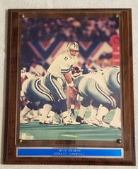 Troy Aikman Dallas Cowboys NFL Football 10 1/2×13 Wooden Plaque