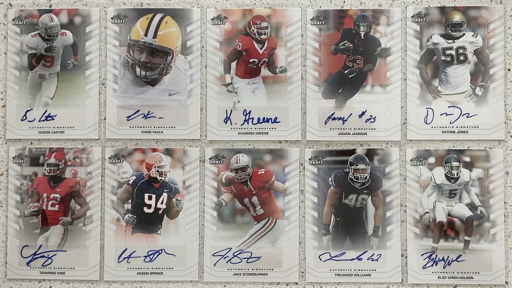 2013 Leaf Draft-Authentic Signatures Multiple Players (AU, RC) Lot (8)