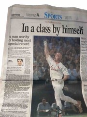Daily Herald Newspaper September 9, 1998 Mark McGwire Breaks Homerun Record #62
