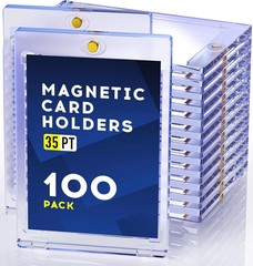 100 Pack Magnetic Trading Sports Card Holders 35pt One-Touch Hard UV Protection