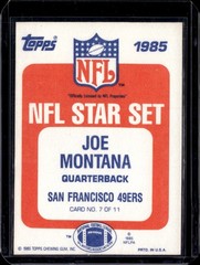 1985 Topps Glossy Send-Ins #7 Joe Montana NFL Stars 49ers (HOF) EX-MINT