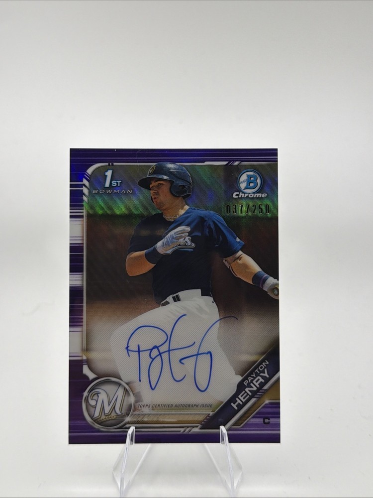 2019 Bowman Chrome Payton Henry Auto /250 Purple Milwaukee Brewers