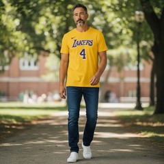 Yellow And Purple Nike Air Dalton Knecht T Shirt Size L La Lakers