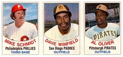 1977 Hostess All-Star Mike Schmidt/Dave Winfield/Al Oliver Triple Panels #43-45