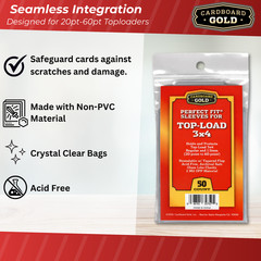 Perfect Fit Cover Sleeves for Toploaders 20pt-60pt Size – 50ct Pack
