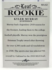 2019 Leaf Draft 2/5 Football Kyler Murray Rookie