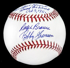 Ralph Branca Bobby Thomson Signed Shot Heard Round The World Oct 3 1951 Ball JSA