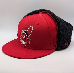 New Era MLB Cleveland Indians Chief Wahoo Fur Ear Flaps Fitted Hat Size 7 1/4